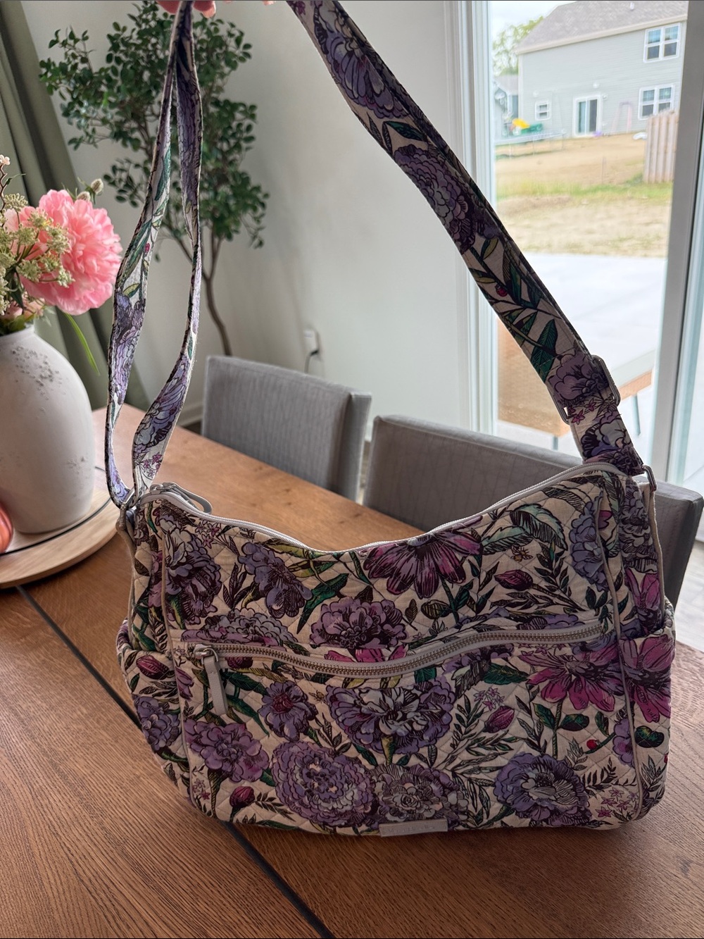 Vera Bradley Crossbody Diaper/Messenger Bag in Lavender Meadow Pattern